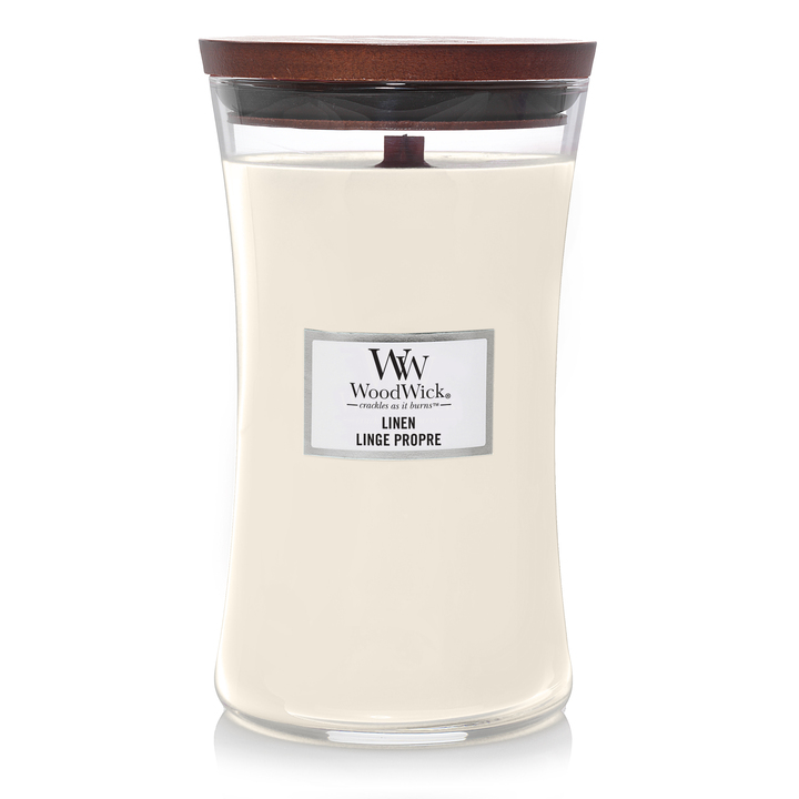 Ароматическая свеча WoodWick большая, Чистое белье 610 гр